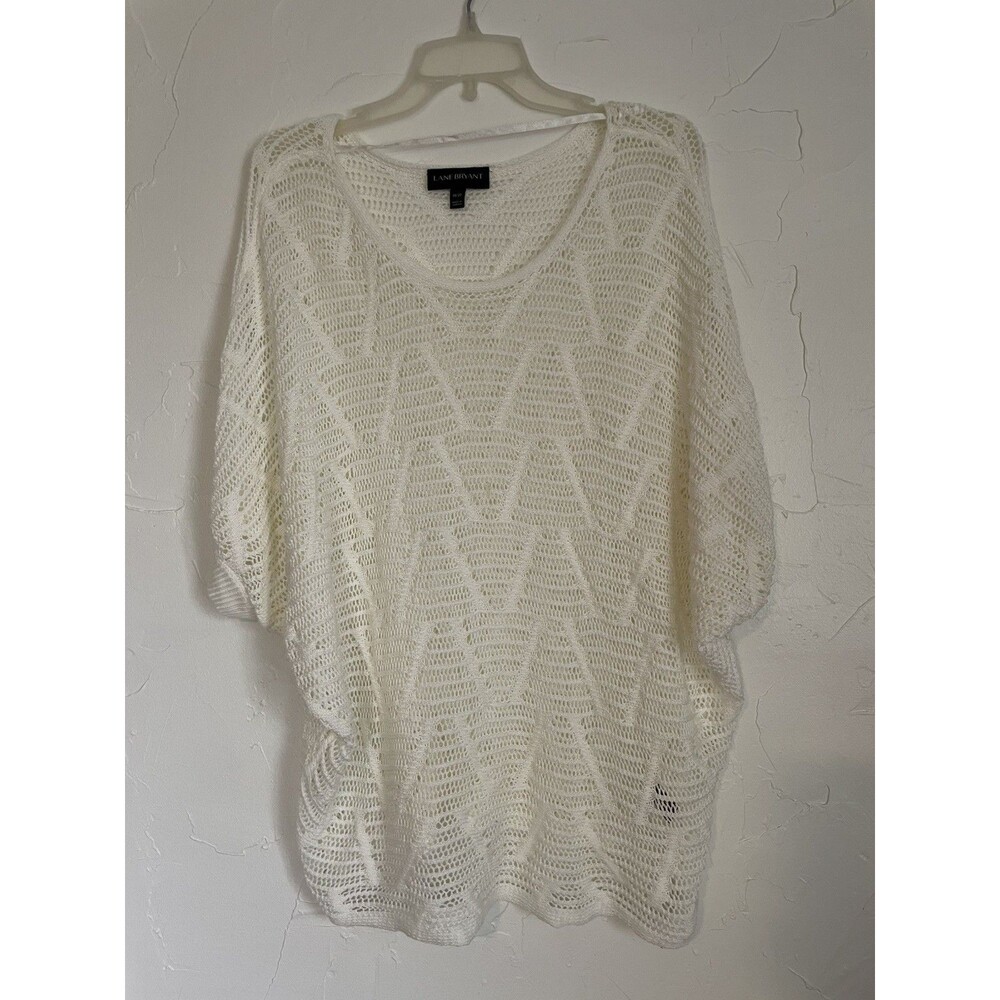 Lane Bryant 18/20 Top white Lace Embroidered Cottage Western Boho